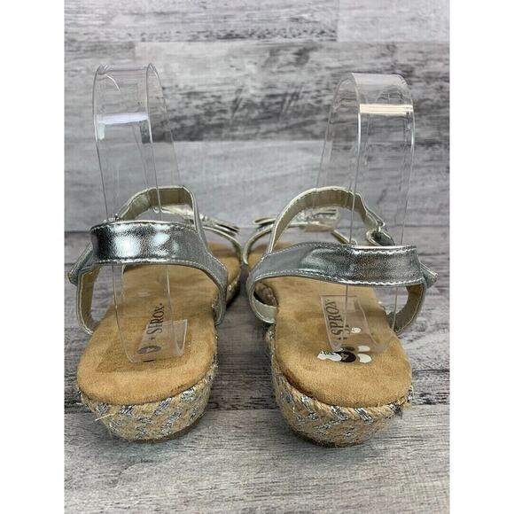 Girls Silver Metallic Sprox Bow Sandals Size 4 - Picture 3 of 7
